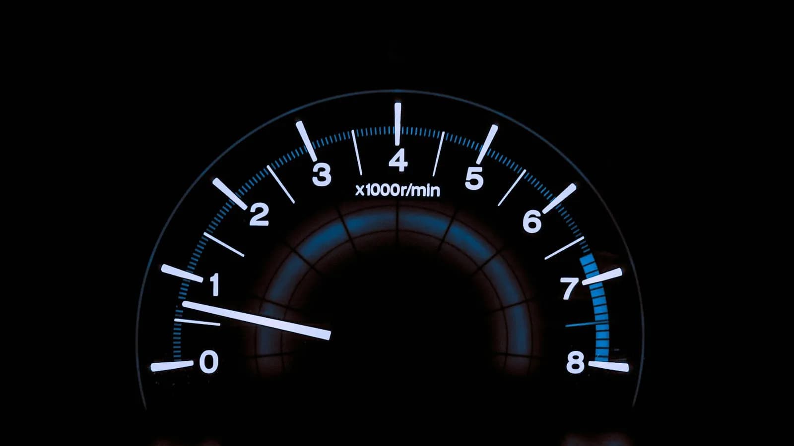 Close-up of a car speedometer dial