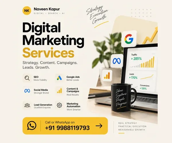 Naveen Kapur digital marketing services: SEO, Google Ads, social media, lead generation. Call or WhatsApp +91 9988119793